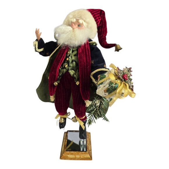 Mark Roberts Christmas Ice Skating Santa on Mirror Base Holding Gift Box 14" - Picture 2 of 12